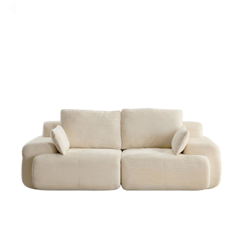 Modern Memory Foam Compressed Sofa,2 Seater Large Sectional Couches For Living Room,Pet-Friendly Cloud Modular Sectional Sofa,Corduroy Fabric,Extra Deep Loveseat,No Assembly Required
