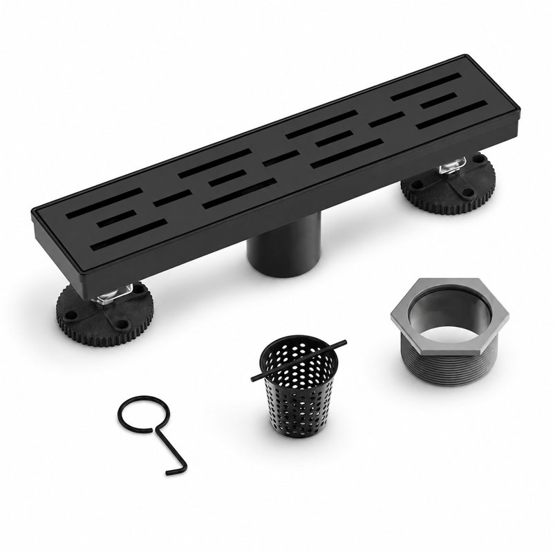Bonde à grille linéaire noire matte de 12 po Majesta, Noir mat