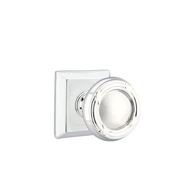 Ensemble de boutons d'intimité Emtek avec rosette Quincy et ruban et bouton Reed