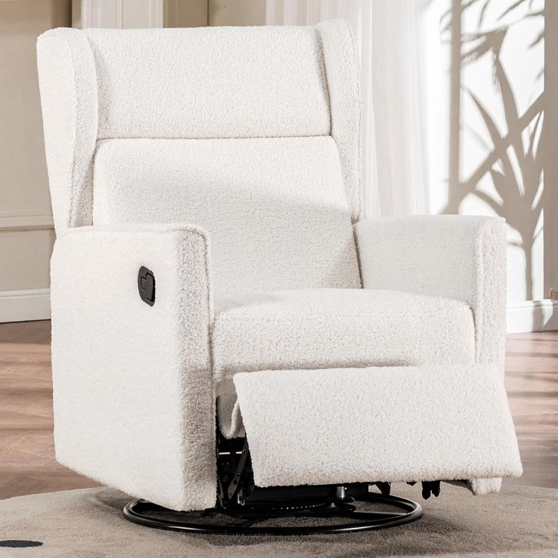 COMHOMA Nursery Rocking Chair Teddy Upholstered Swivel Rocker Recliner Manual Glider Reclining Chair For Living Room Bedroom Offices