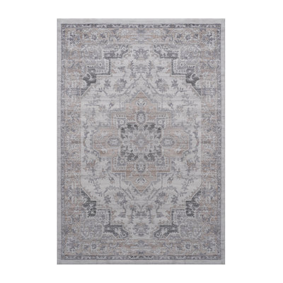 5X7 Ivory/Beige/Oriental Non-Shedding Living Room Bedroom Dining Home Office Stylish And Stain Resistant Area Rug