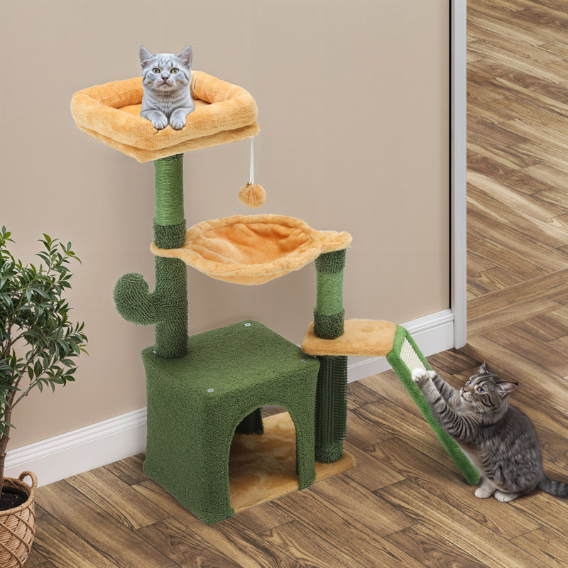 Tour pour arbre à chat avec lit plateforme Cactus