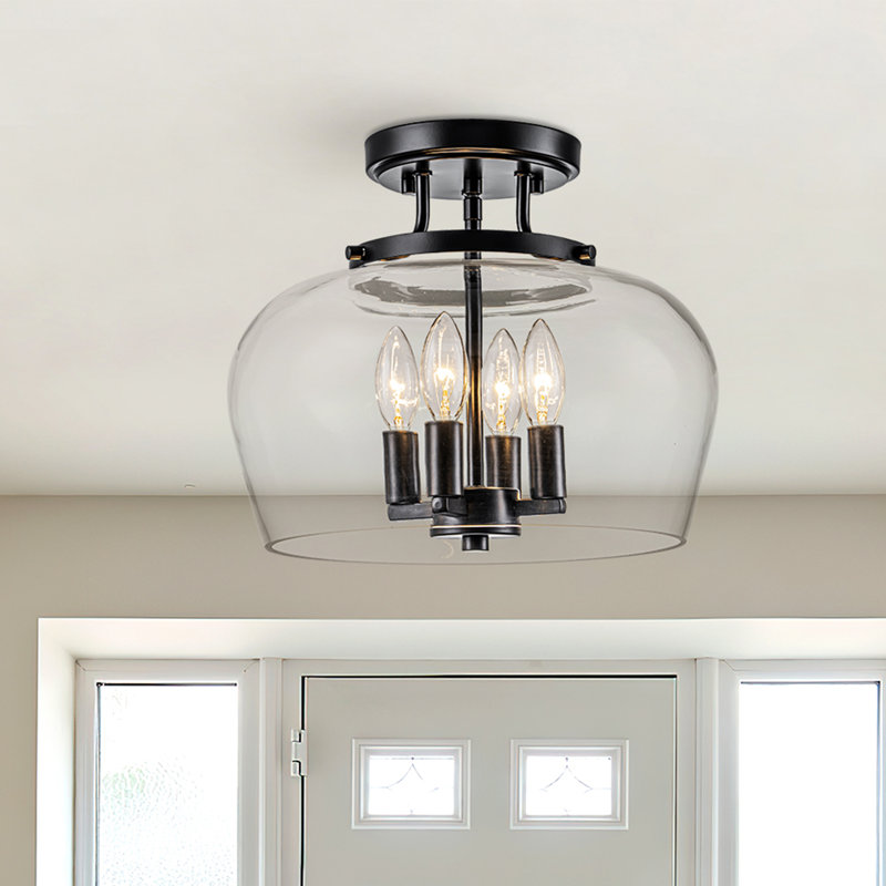 Glass Flush Mount, Matte Black