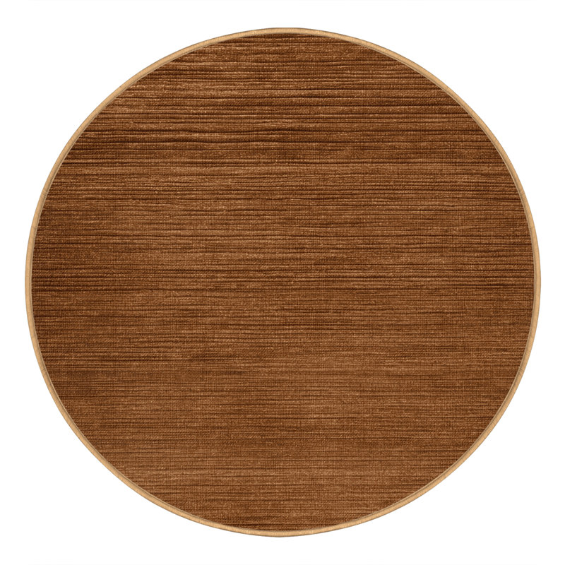 Machine Washable Solid Brown Area Rug, Round 8'