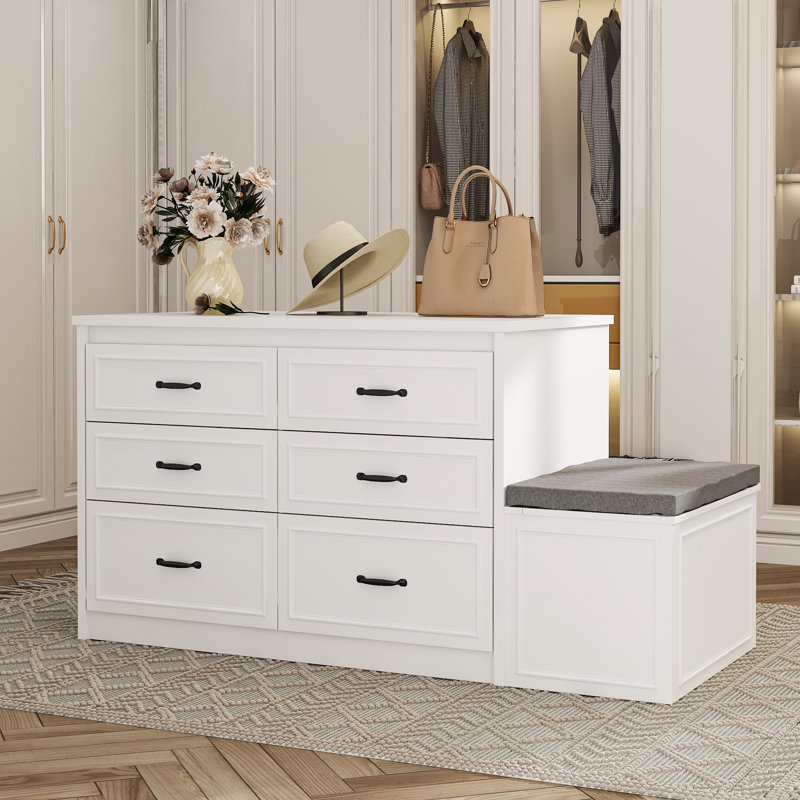 Modern 12-Drawer Storage Bench With Flip-Up Seat