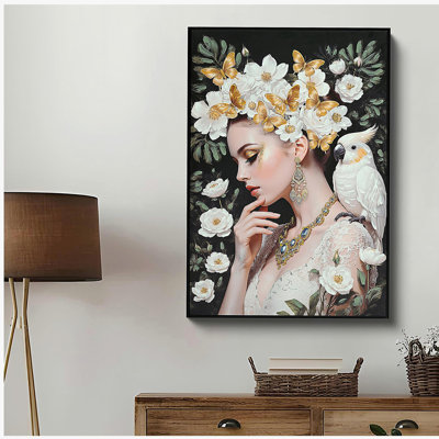 Affiche de beauté, art mural sur toile or et blanc pour femme, impression de photos modernes pour la maison
