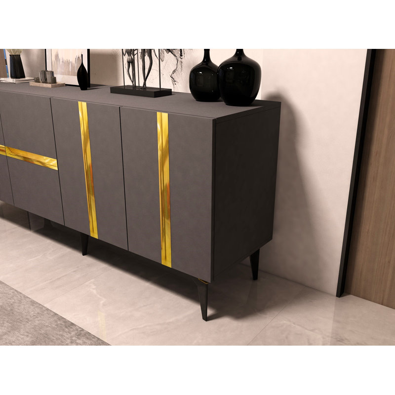 Foxdale 150 cm W Console Table, Grey/Gold