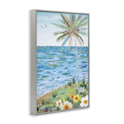 Collage de paysage tropical encadré par giclée blanche par Jennifer Peck