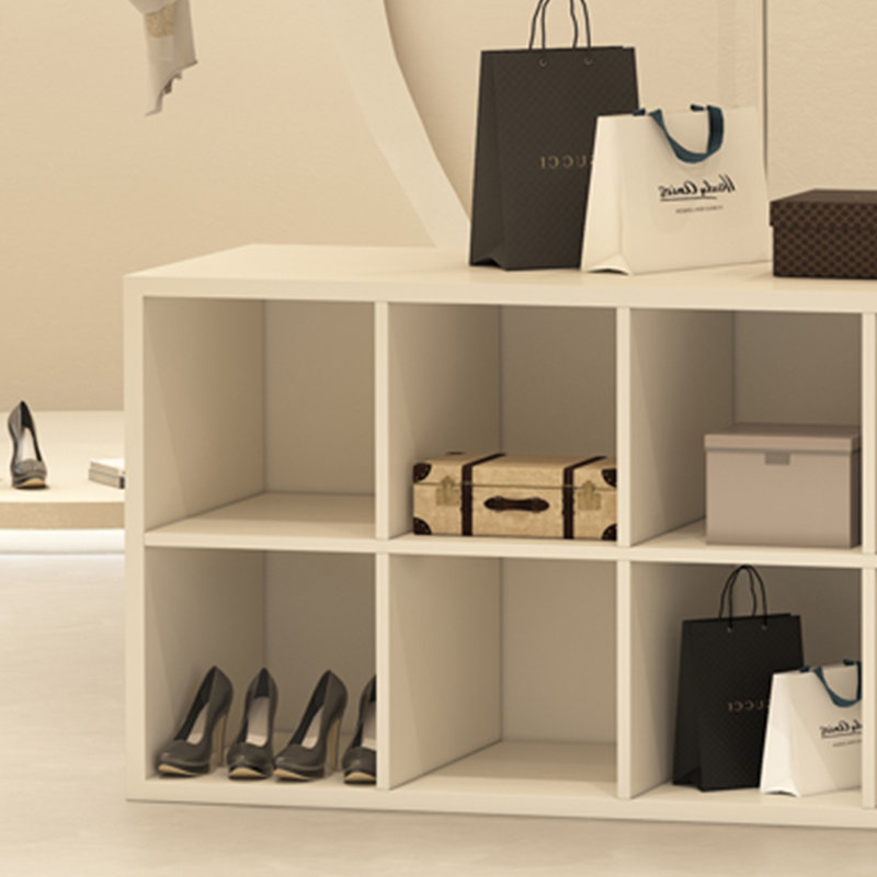 Fashion Simple Display Cabinet, 31.49" H x 59.05" W x 23.62" D, Crème / blanc