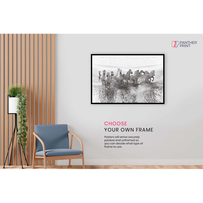 White Horses In The Sea - Wrapped Canvas Print, 20cm H x 31cm W x 0.5cm D