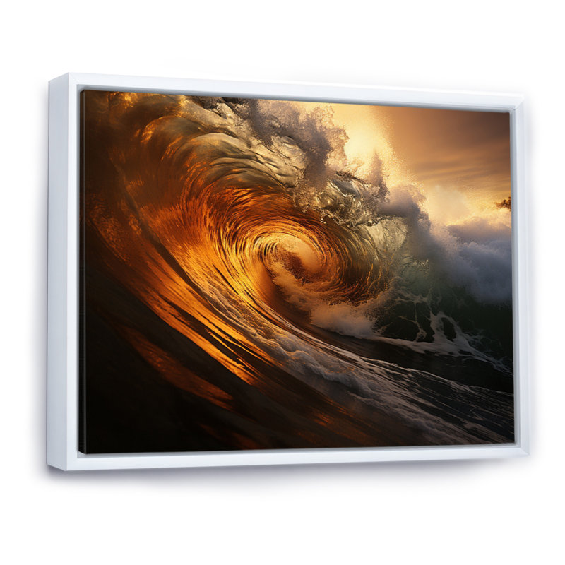 Vague photo surfeurs paradis II, 24" H x 32" W, Cadre flottant blanc