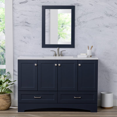 Emlyn 48" Single Bathroom Vanity with 3 Cabinets, 2 Drawers, and Cultured Marble Vanity Top