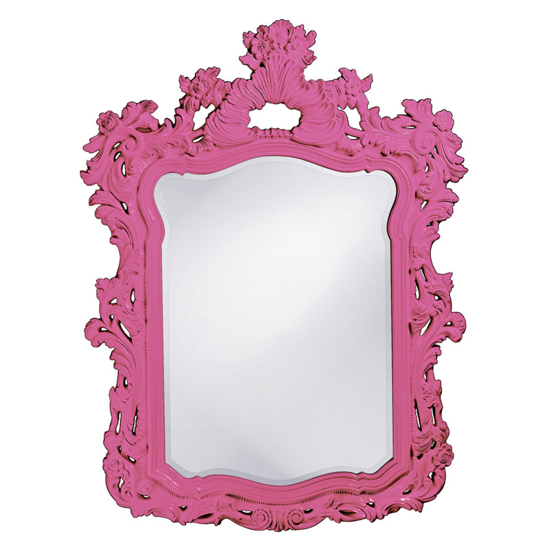 Cilegon Ornate Framed Wall and Vanity Mirror, Hot Pink