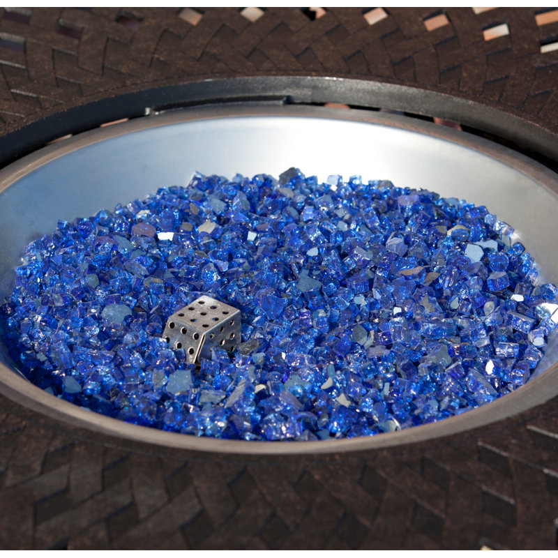 Fire Sense Premium Sparkling Reflective Tempered Fire Glass for Fire Pits Easy to Install-10 Lbs Crystal Clear, Sapphire Blue