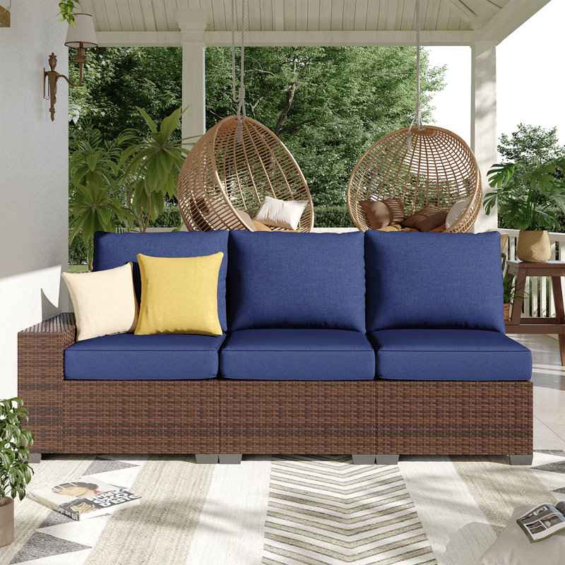 Patio Safo pour 3 personnes avec coussins, Marine