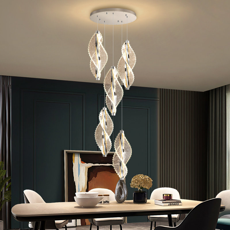 1-light Modern Acrylic Dimmable Chandelier Black, 2400, Silver, 3
