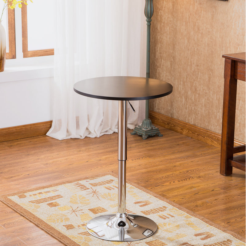 Table de bout à hauteur réglable en métal avec plateau en métal Latéral Latéral, H 36 po x l 24 po x P 24 po, Noir, Argent