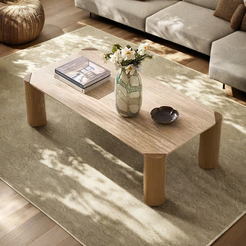 Wabi-sabi solid wood cave stone coffee table