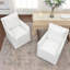 Chaise de salle à manger rembourrée en lin avec roulettes interchangeables et pieds fixes (ensemble de 2) Cathlino-109468733