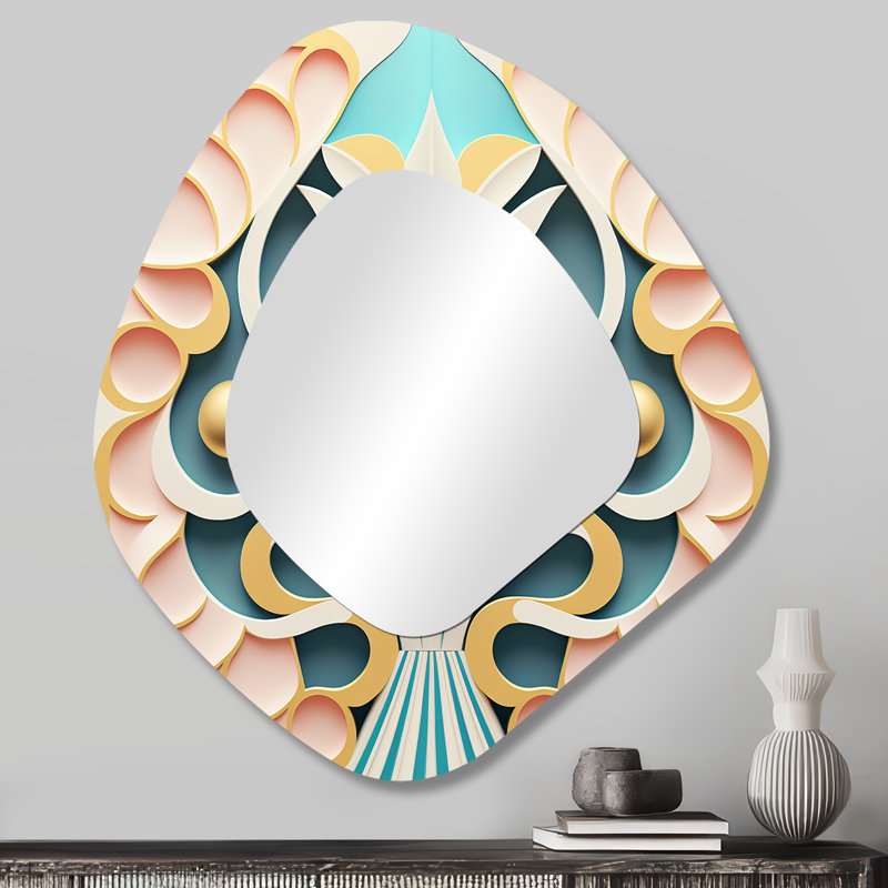 Miroir mural traditionnel irrégulier Pastel and Gold Playfulness II - Landscape, 28 po x 25 po