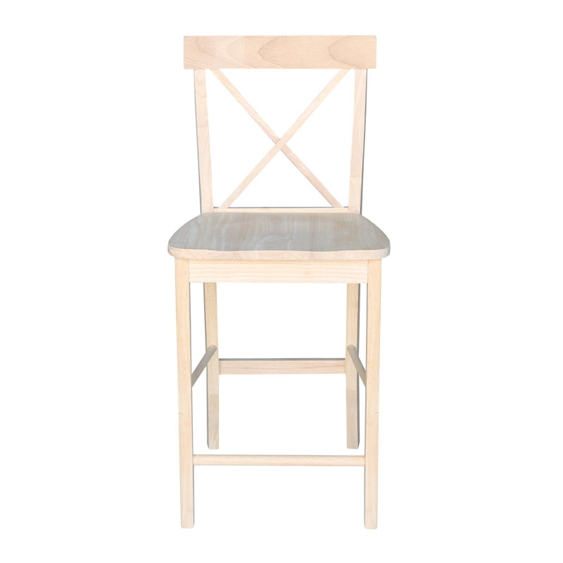 Tabouret de comptoir en bois massif Guzik, Non fini, Tabouret de comptoir (assise de 24 po de hauteur)