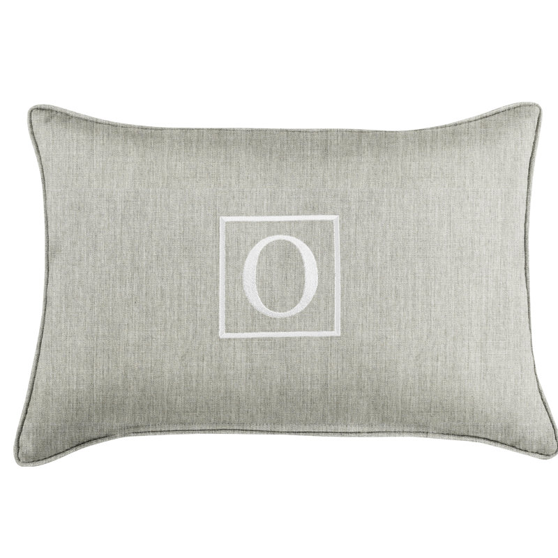 Kerrell Embroidered Sunbrella® Outdoor Throw Pillow, Granite Gray, O
