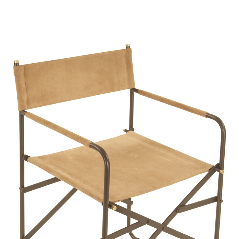 Lund 19" Director's Chair In Black Leather, Tan