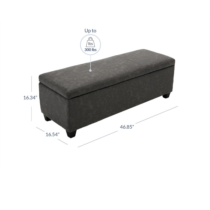 Aiyahna 46.85" Wide Rectangle Upholstered Large Capacity Storage Ottoman with Safety-Stop Hinge High-Density Foam Solid Wood & Plywood