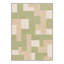 Tapis vert / beige à motif géométrique lavable à la machine avec envers antidérapant-1389856166