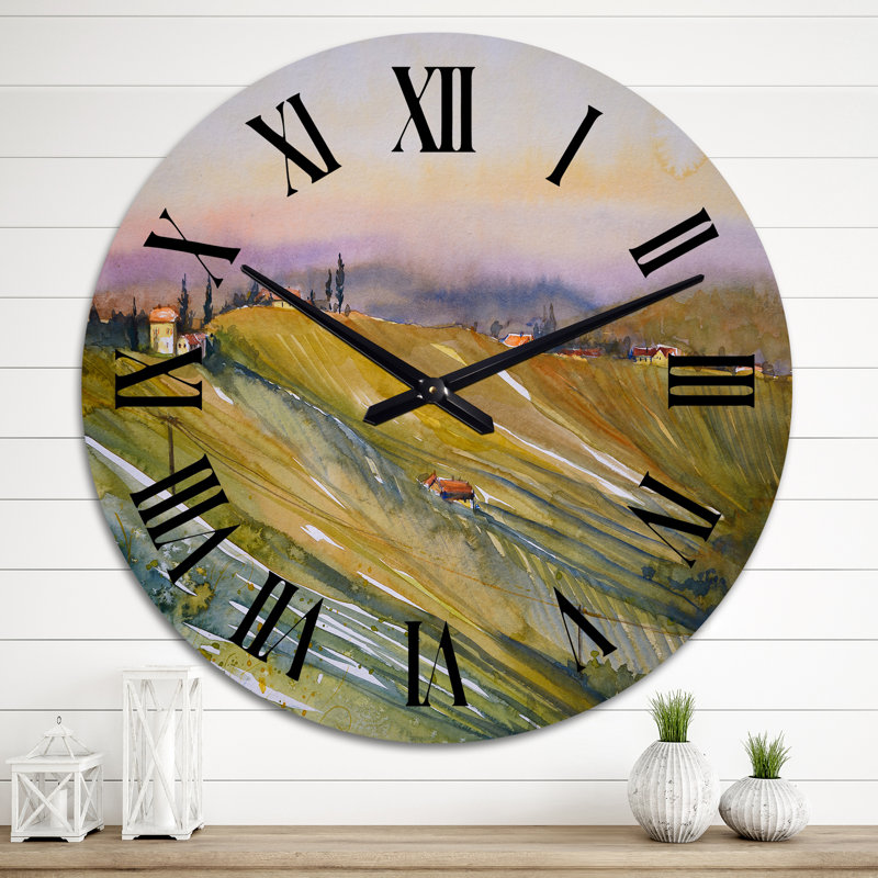 Italian Vineyard pendant le coucher du soleil - horloge murale Country, Moyen