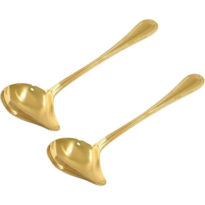 Ensemble de 2 cuillères à soupe avec bec verseur pour verser facilement, ustensiles de cuisine durables pour servir des vinaigrettes, des bouillons, etc.