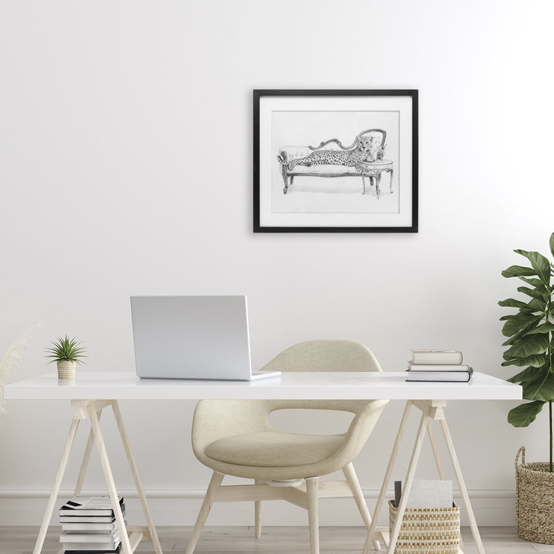 «Lounging Beast Cheetah», reproduction encadrée sous verre, design par Victoria Barnes, H 13 po x l 16 po, Cadre noir minuit
