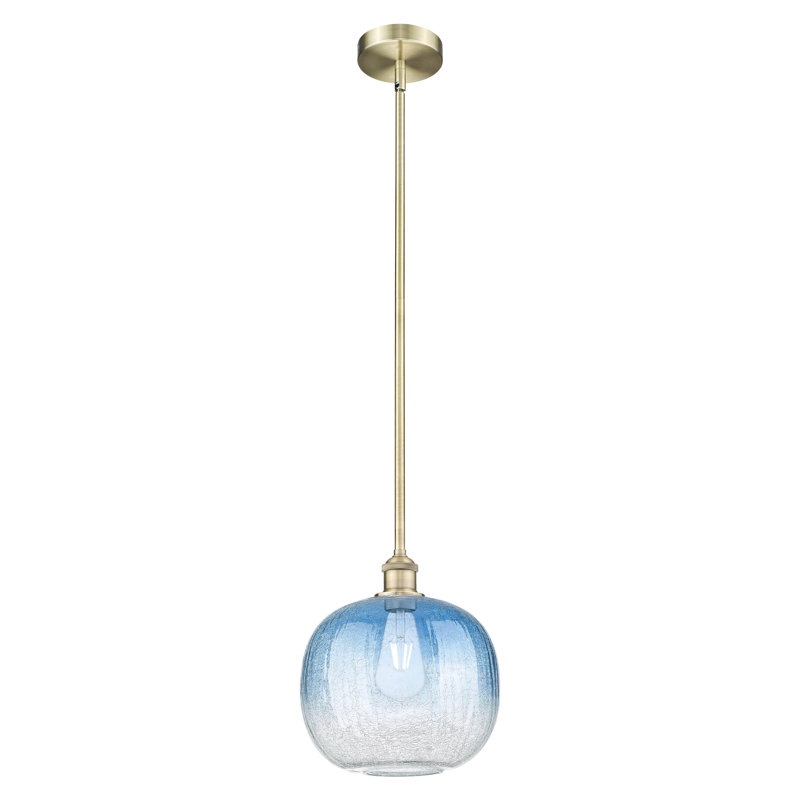 Edison - Brookhaven Sphère - Mini-luminaire suspendu avec tige 11 po 1 lumière, Sapphire Blue, Laiton antique