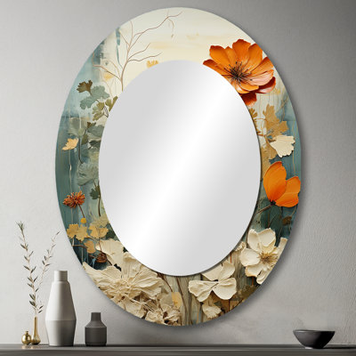 Natures Symphony - grand miroir mural ovale sur métal