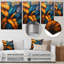 Décoration murale orange, vert et feuilles de palmier - palmiers et palmiers-689022669-689022683