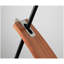 Lampe sur pied de style Mid-Century moderne en bois de noyer et lin noir