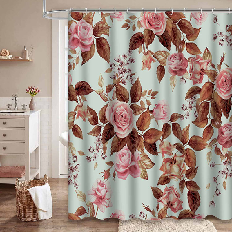 Rideau de douche avec 12 crochets colorés, L 72 po x l 84 po