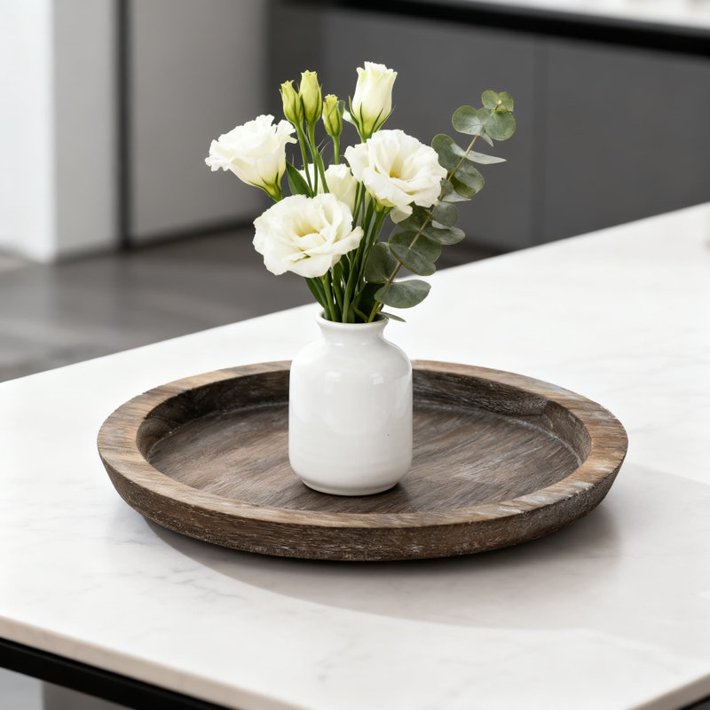 Rustic Wooden Tray Candle Holder, Farmhouse Decorative Plate For Pillar Candles, Kitchen Countertop, Coffee Table, And Wedding Centerpiece Organizer