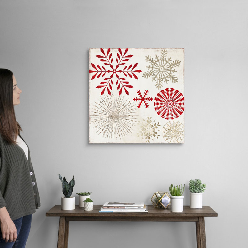 Flocons de neige de Noël-reproduction d’art sur toile, Toile tendue, H 24 po x l 24 po x P 1,25 po