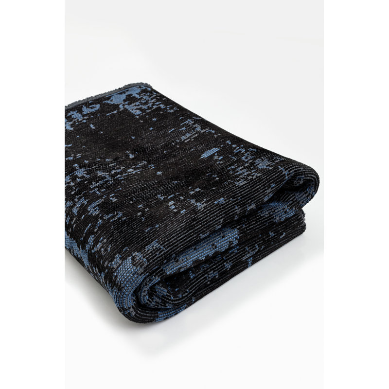Rapture Black Blue Luxury Area Rug, Rectangle 7'10" x 11'2"