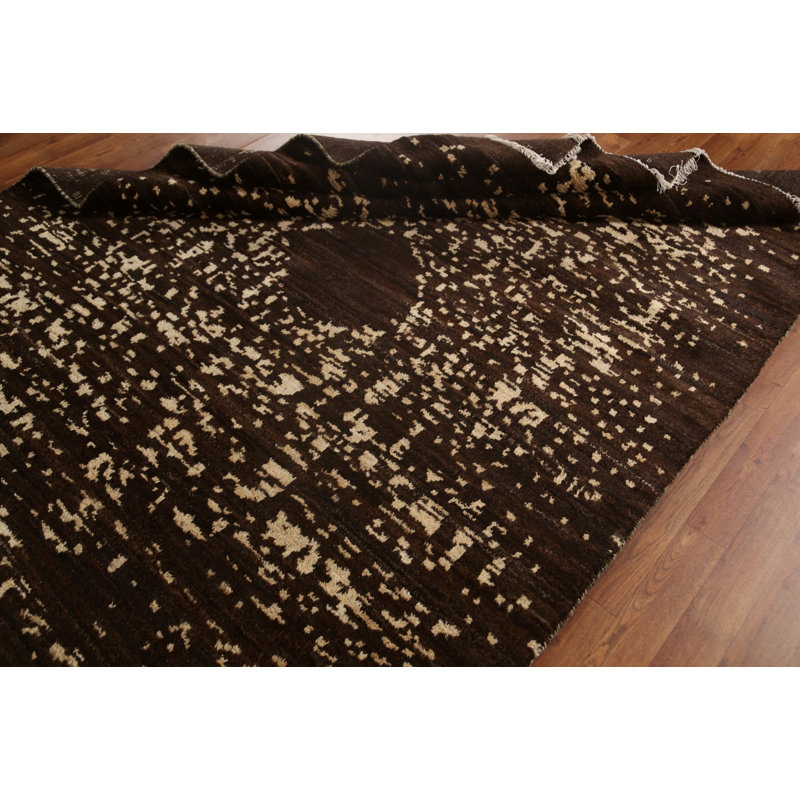 One-of-a-Kind 5'10'' x 8'6'' New Age Rectangle Wool Area Rug in Black and White