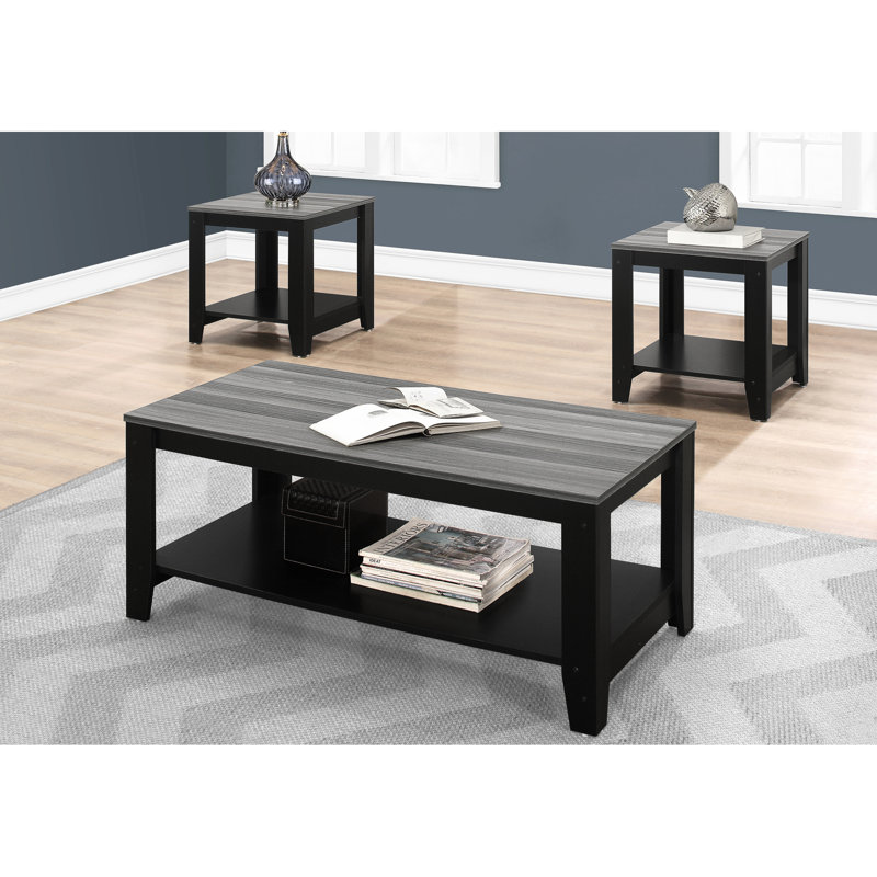 Table noire et grise pour différentes pièces: table basse, 2 tables de bout: 3 pièces dans l'espace familial
