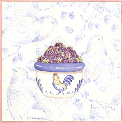 Toile & Berries II 1 Piece Wrapped Canvas Wall Art
