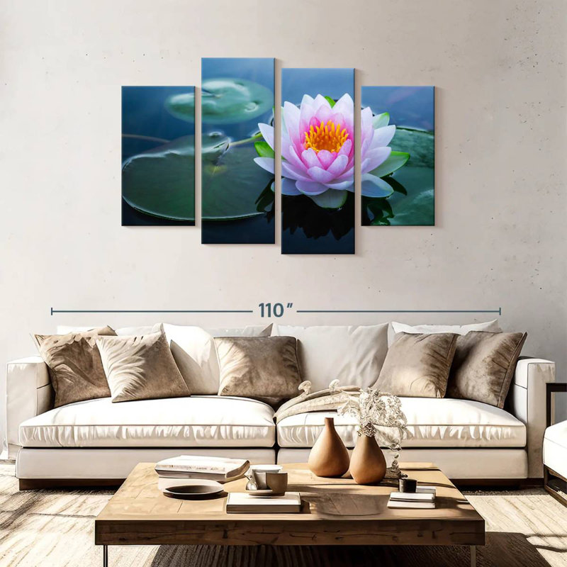 Harnek délicate fleur de lotus, H 48 po x l 75 po