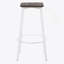 Tabouret de bar carré en métal blanc rétro et bambou grain de bois pressé espresso - ensemble de 2