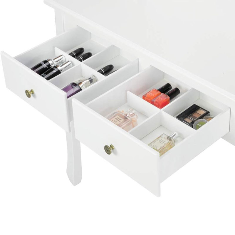 Bureau de coiffeuse avec bande lumineuse à DEL tactile et tabouret