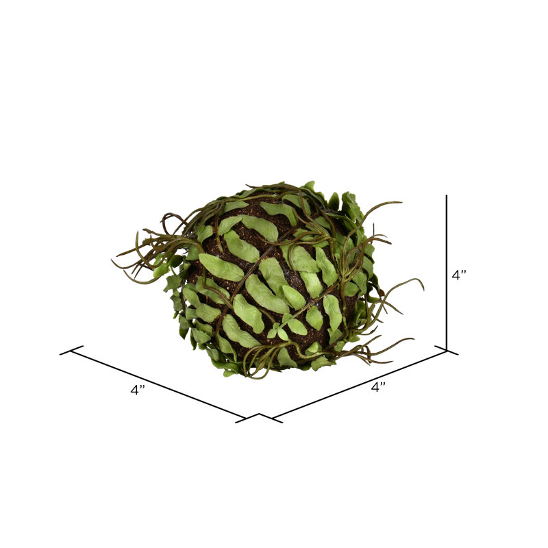 Set of Three 4" Green Plastic Fern Topiary Balls