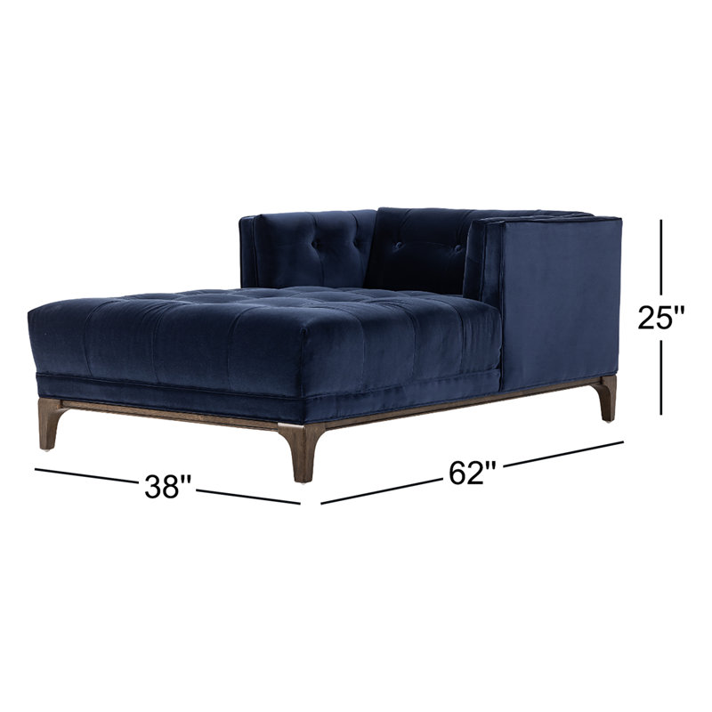 Dylan Velvet Chaise Lounge, Sapphire Navy Velvet