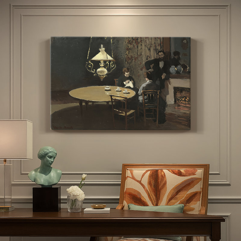 Intérieur, après dîner - Intérieur, après dîner - Claude Monet - Toile tendue avec châssis - 1868 - 1869, 18 x 27