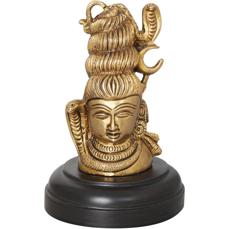 Petite tête de Shiva sur support en bois